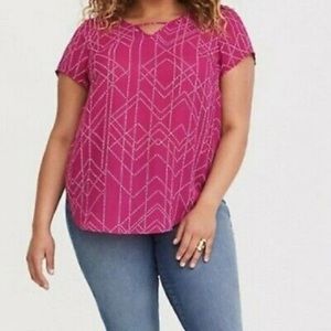 Torrid Pink Geometric Blouse Size 4